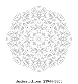 Easy floral design Mandala Coloring book page vector file