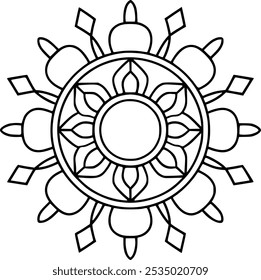Easy floral mandalas arabesque art, simple and basic bold line art for beginners