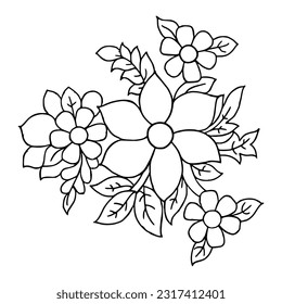 easy flower coloring pages - easy adult coloring pages - simple floral coloirng pages - floral hand drawing outline