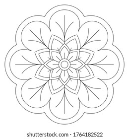 Easy Flower Drawing Small Mandalas Coloring Stock Vector (Royalty Free ...