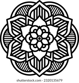 Easy Flower Mandala coloring book simple and basic for beginners, seniors and children. Set of Mehndi  pattern for Henna drawing and tattoo. Decoration in ethnic oriental, Indian style.