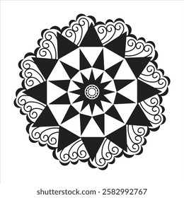 Easy flower mandala vector art line mandalas deign using for border decoration, page book coloring.