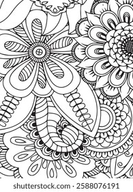 easy flower pattern coloring book pages