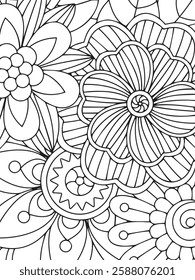 easy flower pattern coloring book pages
