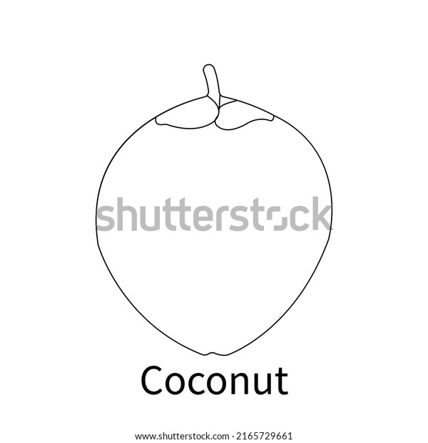 Easy Fruits coloring pages for kids and\
children, simple fruit art, Fresh Coconut\
