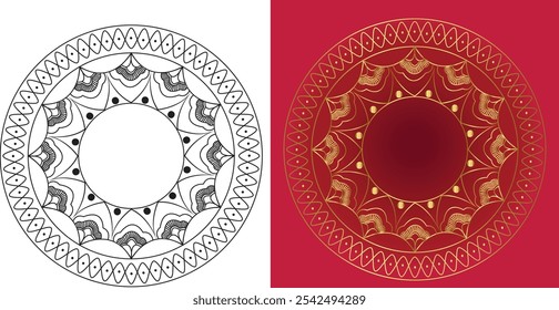 Easy  golden mandala design , hand drawn art.