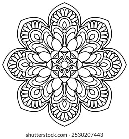 easy hand drawn mandala design for adults and kids coloring book, mandala art for henna, wall art and tattoo design
