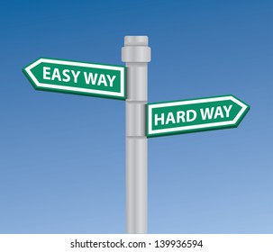 Easy & hard way signpost,vector