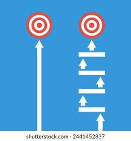 Easy and hard ways to business goal. Two different path infographics. Step by step personal career plan. Old and new alternative direction.