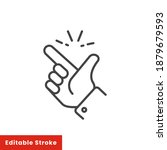 easy icon, finger snapping line sign - editable stroke vector illustration eps10