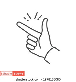 easy icon, finger snapping line sign - editable stroke vector illustration eps 10