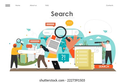 Easy information search vector landing page design