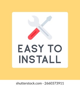 EASY TO INSTALL Toolkit Icon with Wrench and Screwdriver Vector Illustration