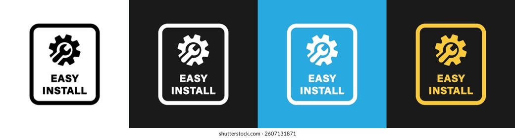 Easy Install vector sign isolated on color backgrounds.