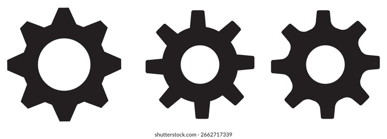 Icono de engranaje de fácil instalación signo de Vector en blanco y negro