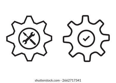 Icono de engranaje de fácil instalación signo de Vector en blanco y negro
