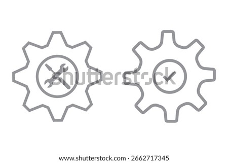 Easy Installation gear icon black and white vector sign