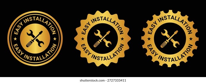 Insignia de Vector de instalación de Premium de oro fácil de instalar