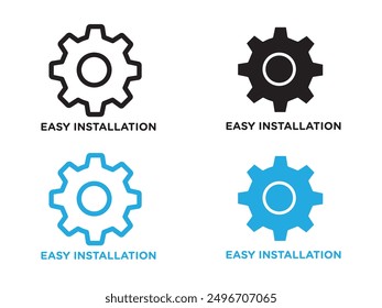 Einfache Installation Symbol schwarz-weiß, Vektorumrisszeichen