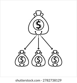 Easy Installment Icon, Easy Split Of Borrowed Money Paid In Small Parts In A Fixed Period Of Time Vector Art Illustration