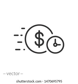 Easy Instant Credit, Loan Payment, Fast Money Icon, Finance Thin Line Symbol For Web And Mobile Phone On White Background - Editable Stroke Vector Illustration Eps 10