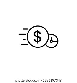 easy instant credit, loan payment, fast money icon, finance thin line symbol for web and mobile on white background - editable stroke vector illustration