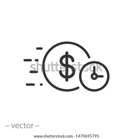 easy instant credit, loan payment, fast money icon, finance thin line symbol for web and mobile phone on white background - editable stroke vector illustration eps 10