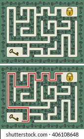 Easy key maze for younger kids and solution