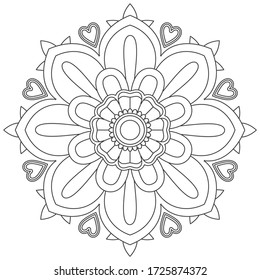 Easy Kids Coloring Page Floral Heart