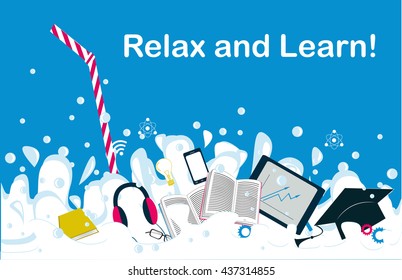 Easy learning concept. Summer or vacancy learning without intensions. Course announcement background. Easy studies concept