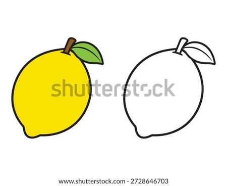 Easy Lemon Fruit Coloring Page for Toddlers. Learning Illustration with Color Guide for Kids. Simple activity sheet 