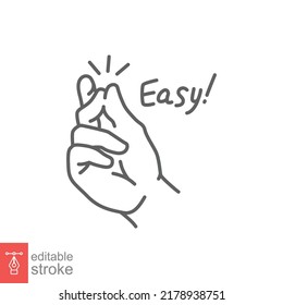 Easy line icon. Simple outline style. Finger snapping hand gesture. Pictogram, snap concept. Vector illustration isolated. Editable stroke EPS 10.