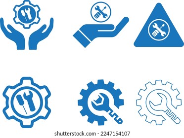 Conjunto de iconos de mantenimiento sencillo, conjunto de iconos de tecnología vector azul