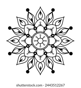 easy mandala art for mehendi design, mandala design for coloring book, floral shape unique indian mandala design
