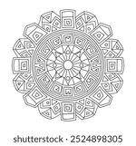 Easy Mandala Black and White Circle Outline - Mandala Coloring Pages for Color Adults and Kids - Simple Mandalas Art Vector