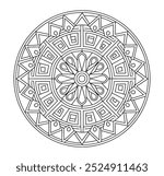 Easy Mandala Black and White Circle Outline - Mandala Coloring Pages for Color Adults and Kids - Simple Mandalas Artwork Art Vector