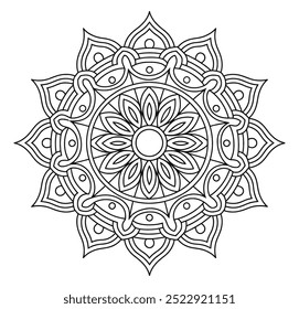 Einfache Mandala Schwarz-Weiß-Kreiskontur - Mandala Malvorlagen für Erwachsene und Kinder - Einfache Mandalas Kunstwerk Vektor