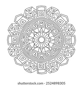 Easy Mandala Black and White Circle Outline - Mandala Coloring Pages for Color Adults and Kids - Simple Mandalas Art Vector