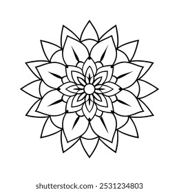 Easy Mandala Black and White Circle Outline - Páginas para Colorear de Mandala para Adultos y Niños - Vector de Obras de Arte Simple Mandalas