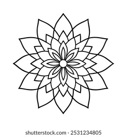 Easy Mandala Black and White Circle Outline - Mandala Coloring Pages for Adults and Kids - Simple Mandalas Artwork Vector