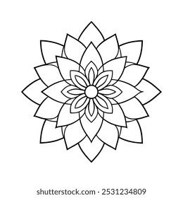 Mandala fácil preto e branco círculo contorno - Mandala colorir páginas para adultos e crianças - Mandalas simples arte vetor