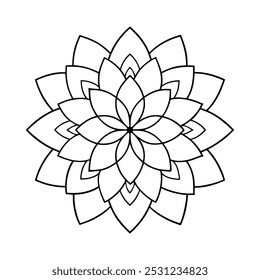 Mandala fácil preto e branco círculo contorno - Mandala colorir páginas para adultos e crianças - Mandalas simples arte vetor