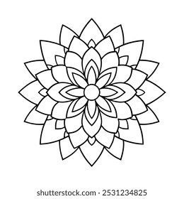 Easy Mandala Black and White Circle Outline - Páginas para Colorear de Mandala para Adultos y Niños - Vector de Obras de Arte Simple Mandalas