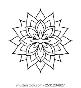 Easy Mandala Black and White Circle Outline - Páginas para Colorear de Mandala para Adultos y Niños - Vector de Obras de Arte Simple Mandalas