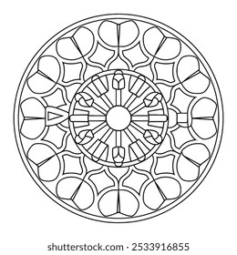 Einfache Mandala Schwarz-Weiß-Kreis-Umriss-Vektor - Mandala Malvorlage zu Farbe für Anfänger, Senioren und Erwachsene für KDP.