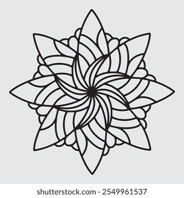 Easy Mandala Black and White Circle Outline - Mandala Coloring Pages for Adults and Kids - Simple Mandalas Artwork Vector
