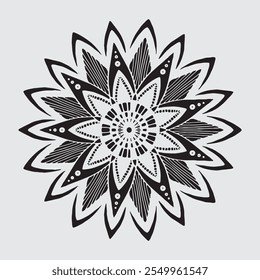 Easy Mandala Black and White Circle Outline - Mandala Coloring Pages for Adults and Kids - Simple Mandalas Artwork Vector
