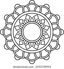 Easy Mandala Black and White Circle Outline - Mandala Coloring Pages for Adults and Kids Simple Mandalas Artwork Vector