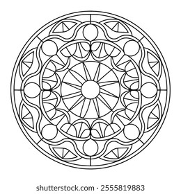 Easy Mandala Black and White Circle Outline - Mandala Coloring Pages for Adults and Kids - Simple Mandalas Artwork Vector.