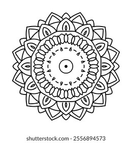Easy Mandala Black and White Circle Outline - Mandala Coloring Pages for Adults and Kids - Simple Mandalas Artwork Vector